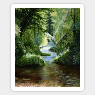 Woodland Stream Oil Painting Sticker